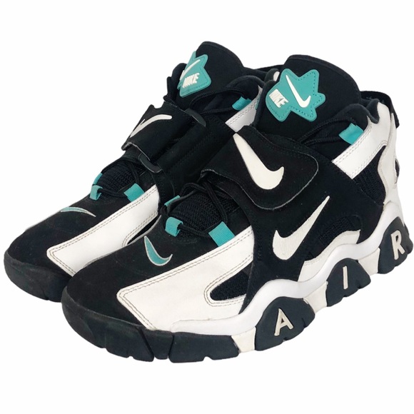 CABANA Nike Air Barrage Mid Top Black White Cabana Nubuck Leather Mesh Trainer - Picture 2 of 13